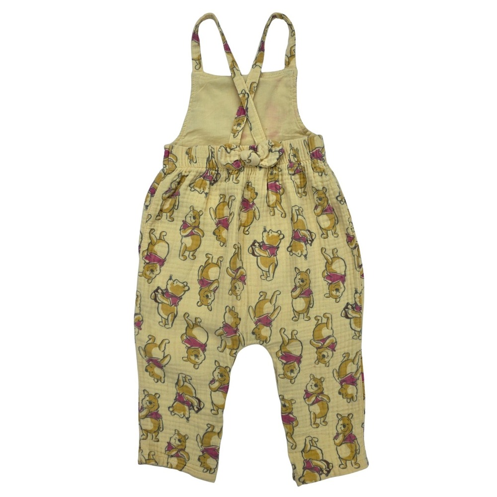 Disney Baby 18 Months Winnie The Pooh Cotton Muslin Overalls Romper Snaps Yellow - Picture 3 of 8